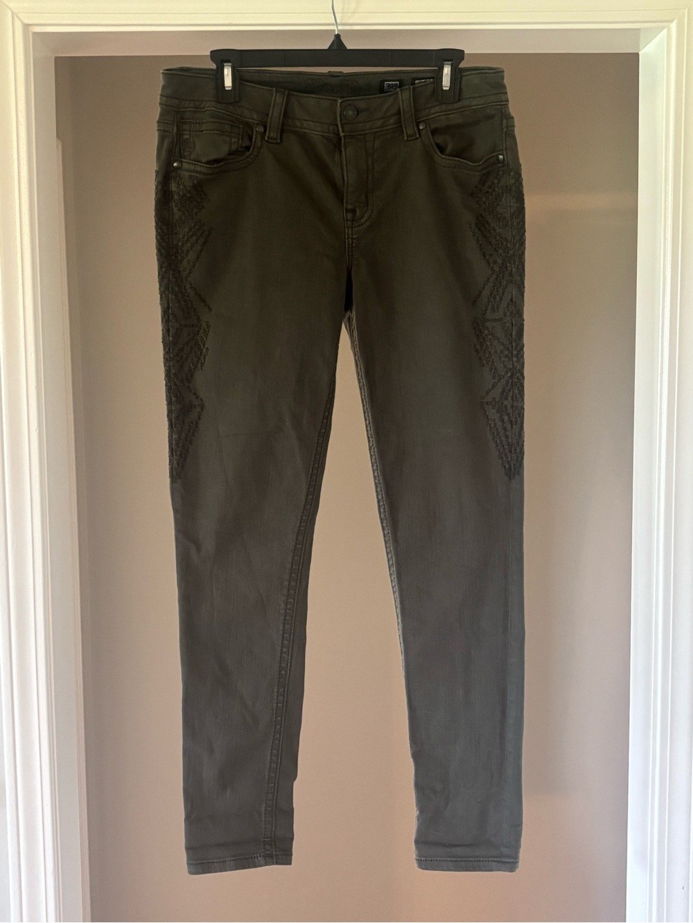 Miss Me Olive Skinny Jeans with Subtle Stitch Detailing